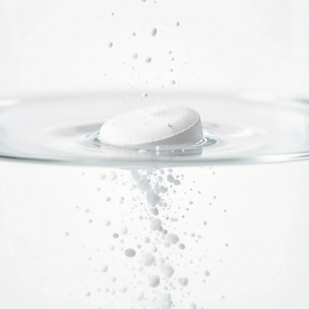 Mineral tablet dissolving to illustrate bioavailability