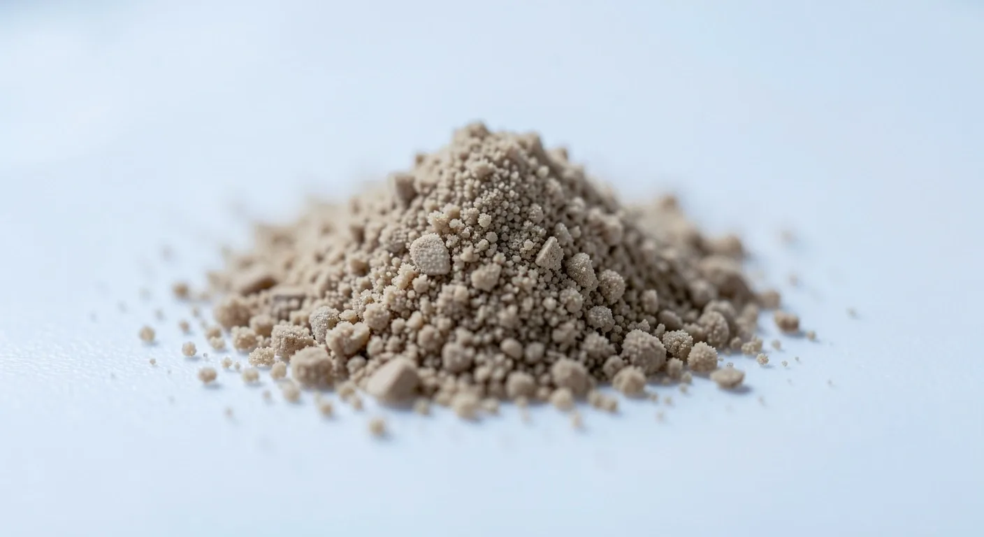 Macro view of natural botanical powder on a clean surface