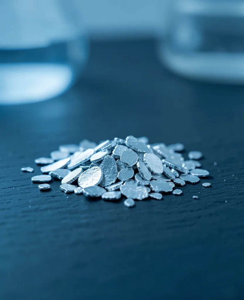 Magnesium mineral crystals on a dark surface